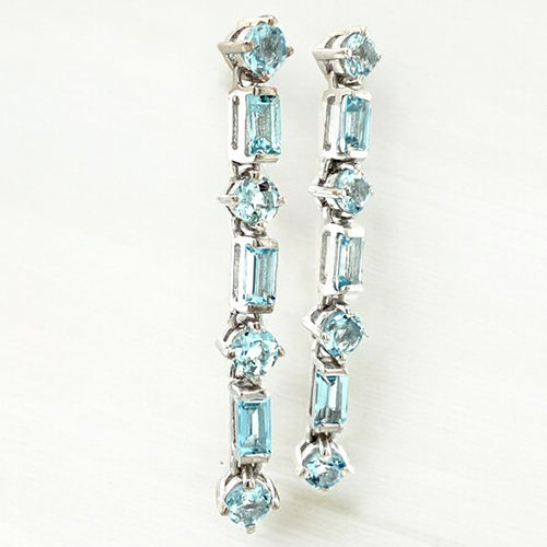 Natural Aquamarine Earings - Diamond Clarity: I3