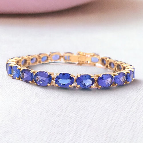 Blue Saphire Yellow Gold Bracelet - Diamond Clarity: I3