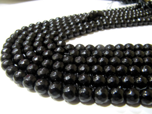 Black Onyx Round Faceted Round Shape 10mm Beads Strand 14 inches long