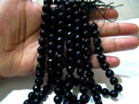 Black Onyx Round Faceted Round Shape 10mm Beads Strand 14 inches long