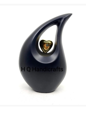 Aluminium Black Teardrop With Heart Cremation Urn - Finishing: Painting