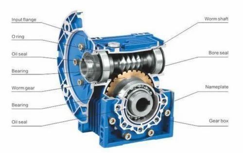 Worm Wheel Reduction Gearbox - Color: Blue