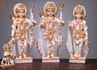 Marble Ram Darbar Murti - Premium Quality Marble, 12 Inches Tall, Exquisite Design, Intricate Detailing, Ideal For Worship And Decor