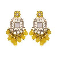 Kundan Square Pearl Drops Earring.