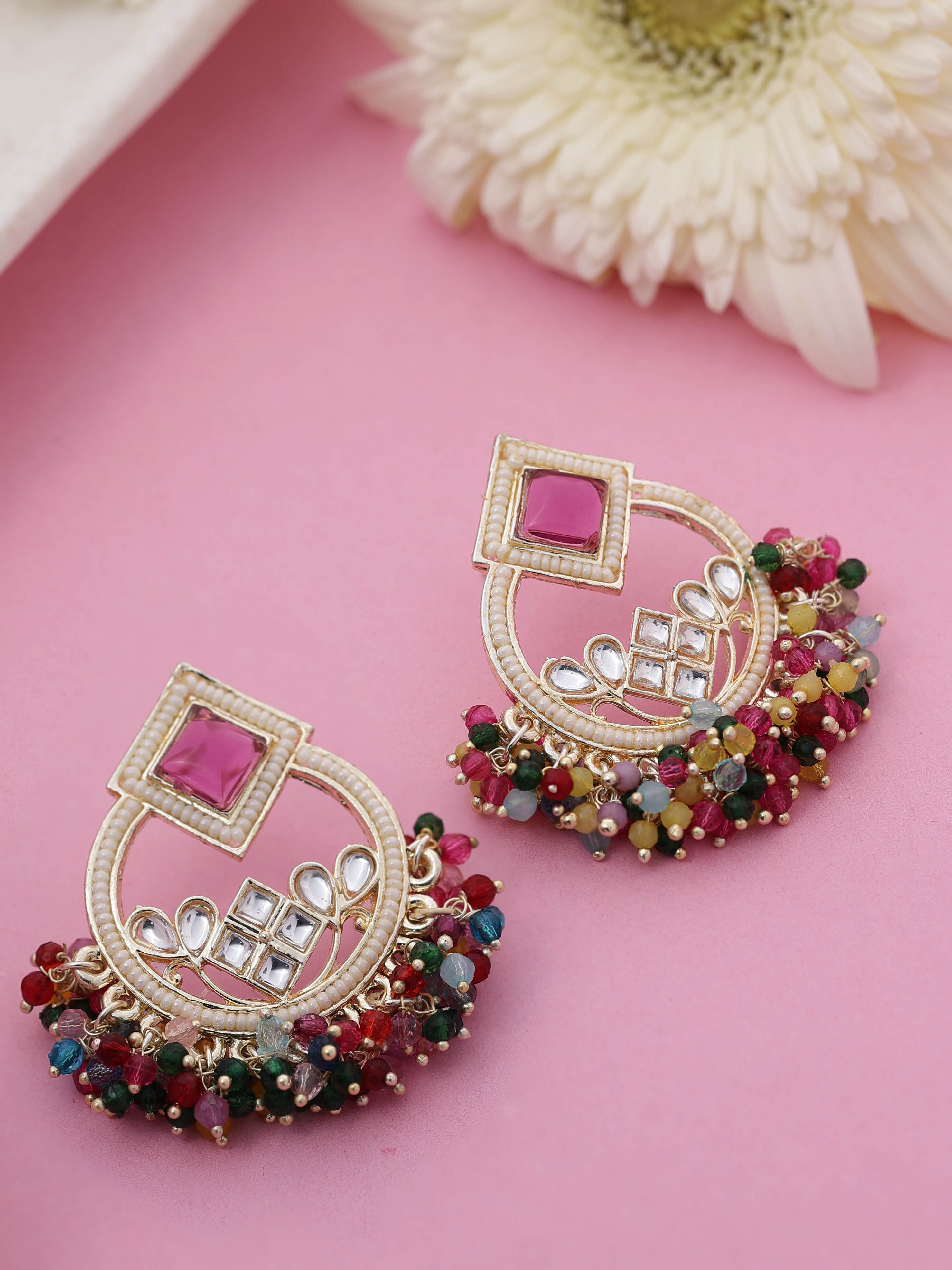 Kundan Blossom Drops Earrings