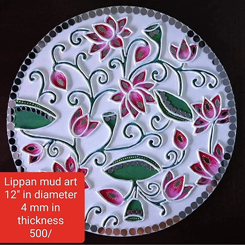 Lippan Mud Art - Standard Size | White Color, Printed Pattern, Unique Decorative Item for Home and Office Aesthetics