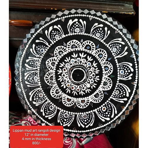 Lippan Mud Art Rangoli Design - Color: White And Black