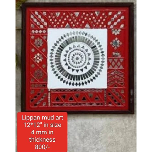 Lippan Mud Art - 12X12 Inches | Vibrant Red Decorative Wall Piece, Unique Indian Craftsmanship