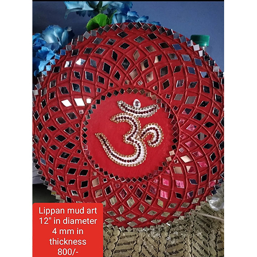 Lippan Mud Art - Standard Size, Red Color | Printed Decorative Item with Unique Patterns