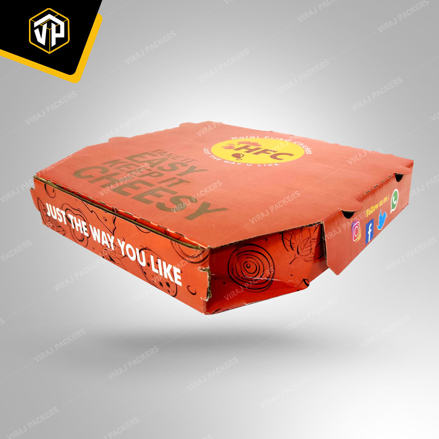 10 Inch  Diamond Shape Custom Printed Pizaa Boxes Manufacturer