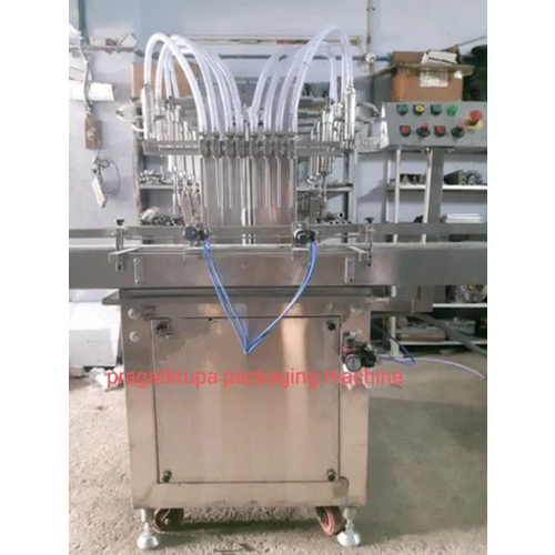 Automatic 6 Head Liquid Filling Machine - Color: Silver