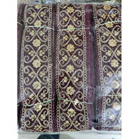 Velvet Embroidery Lace - Standard Size 9 Feet Length | Rich Red And Maroon Embroidered Pattern