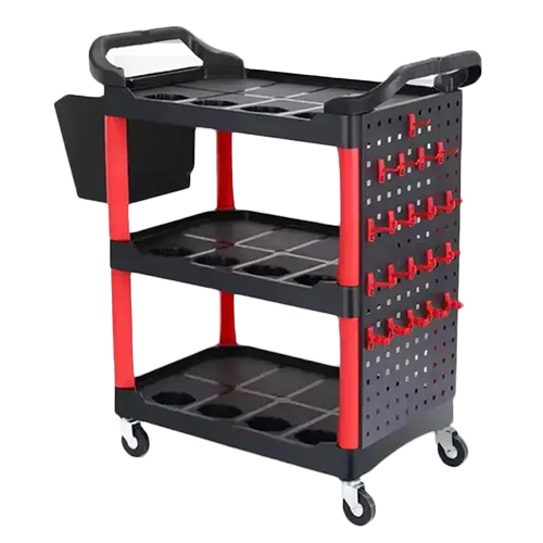 Viberis Car Detailing Tool Cart Trolley On Wheels-3 Shelves