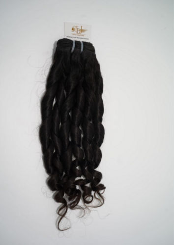 Black Indian Remy Roll Curly Human Hair Weft Extension