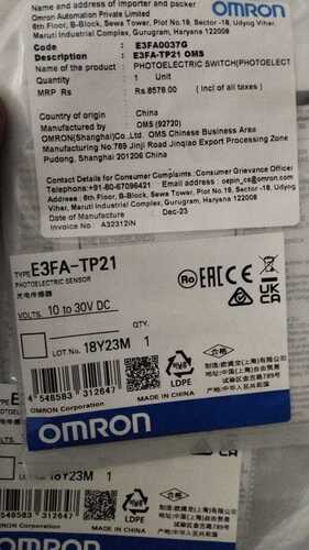 OMRON PHOTOELECTRIC SENSOR, E3FA-TP21