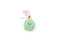 Amazonite Gemstone Gold Plated Handmade Pendant - Brass, 25x15 Mm, Round Shape, 16x16 Mm Stone Size, Weight: 4.15 Gram Per Piece | Unique Artisan Jewelry Piece