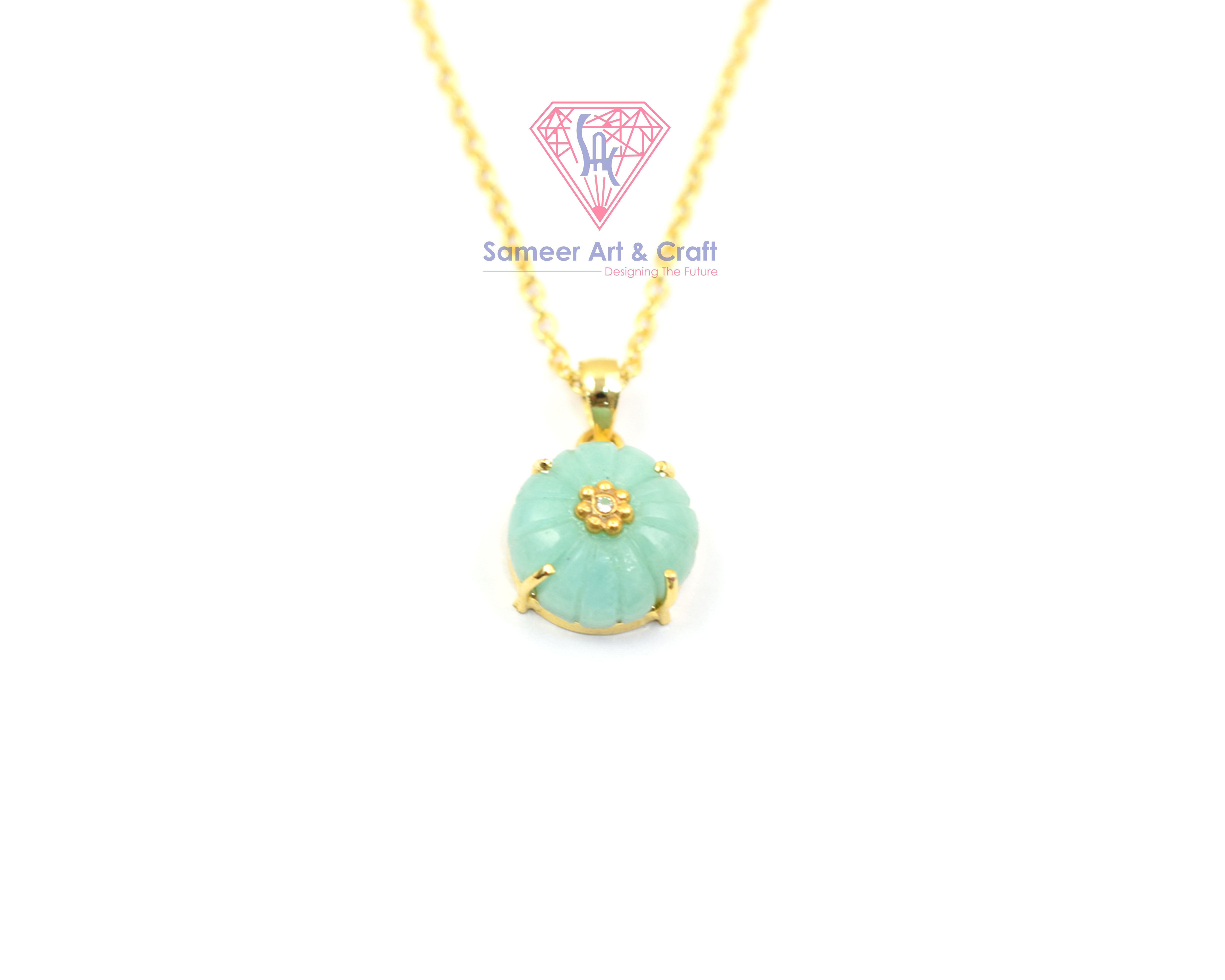 Amazonite Gemstone Gold Plated Handmade Pendant