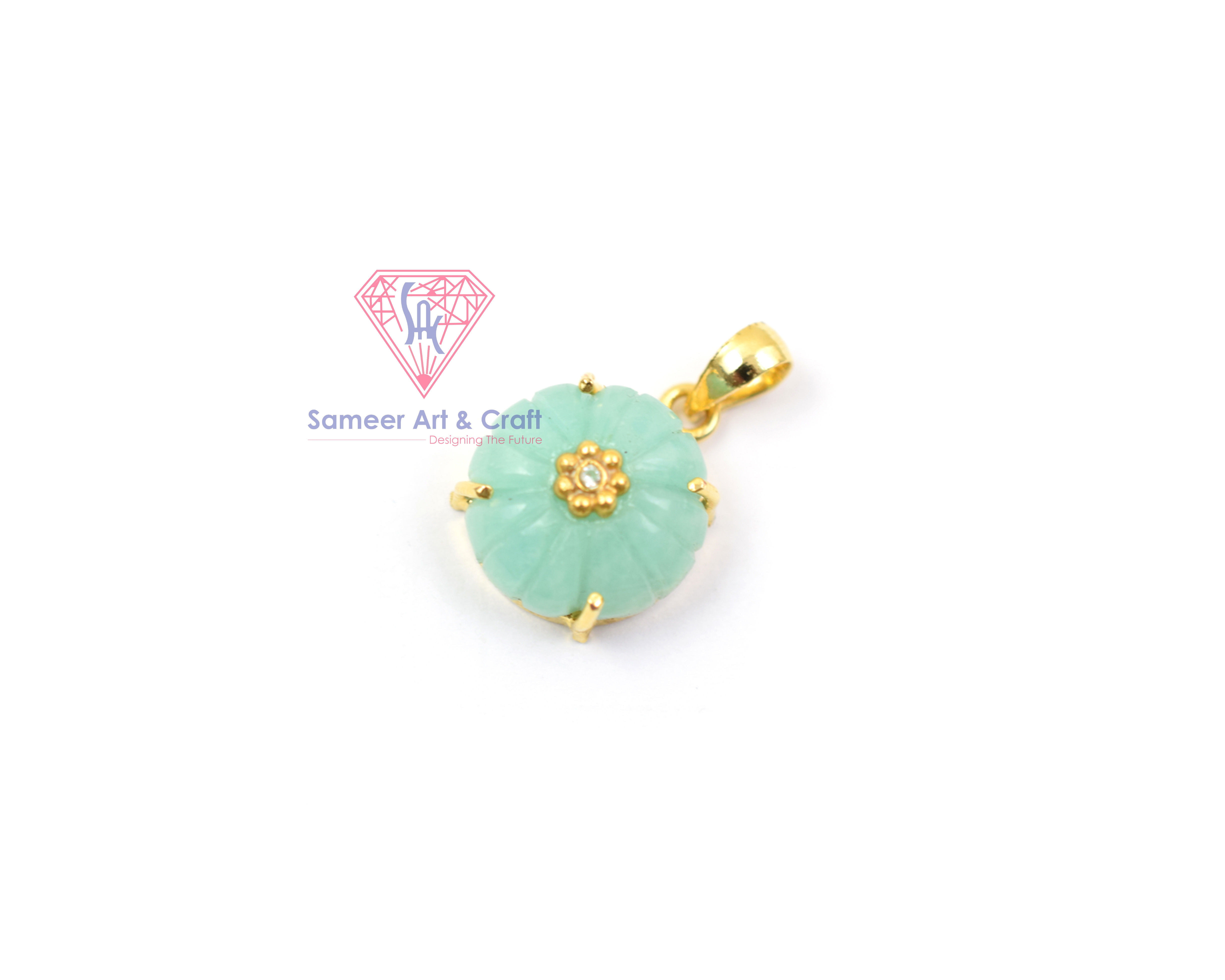 Amazonite Gemstone Gold Plated Handmade Pendant