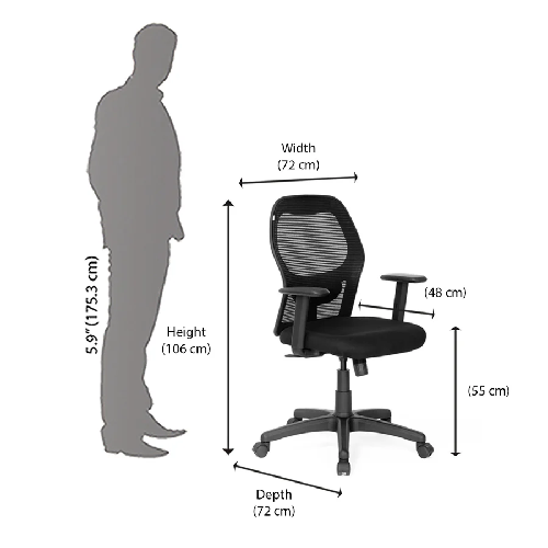Nilkamal Diva Mid Back Mesh Chair (Black)