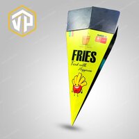 French Fries Cone / Paper Food Cone Packaging For French Fries Takeaway Box - Durable Grease-resistant Paper, Customizable Size , Ergonomic Design With Glossy Lamination