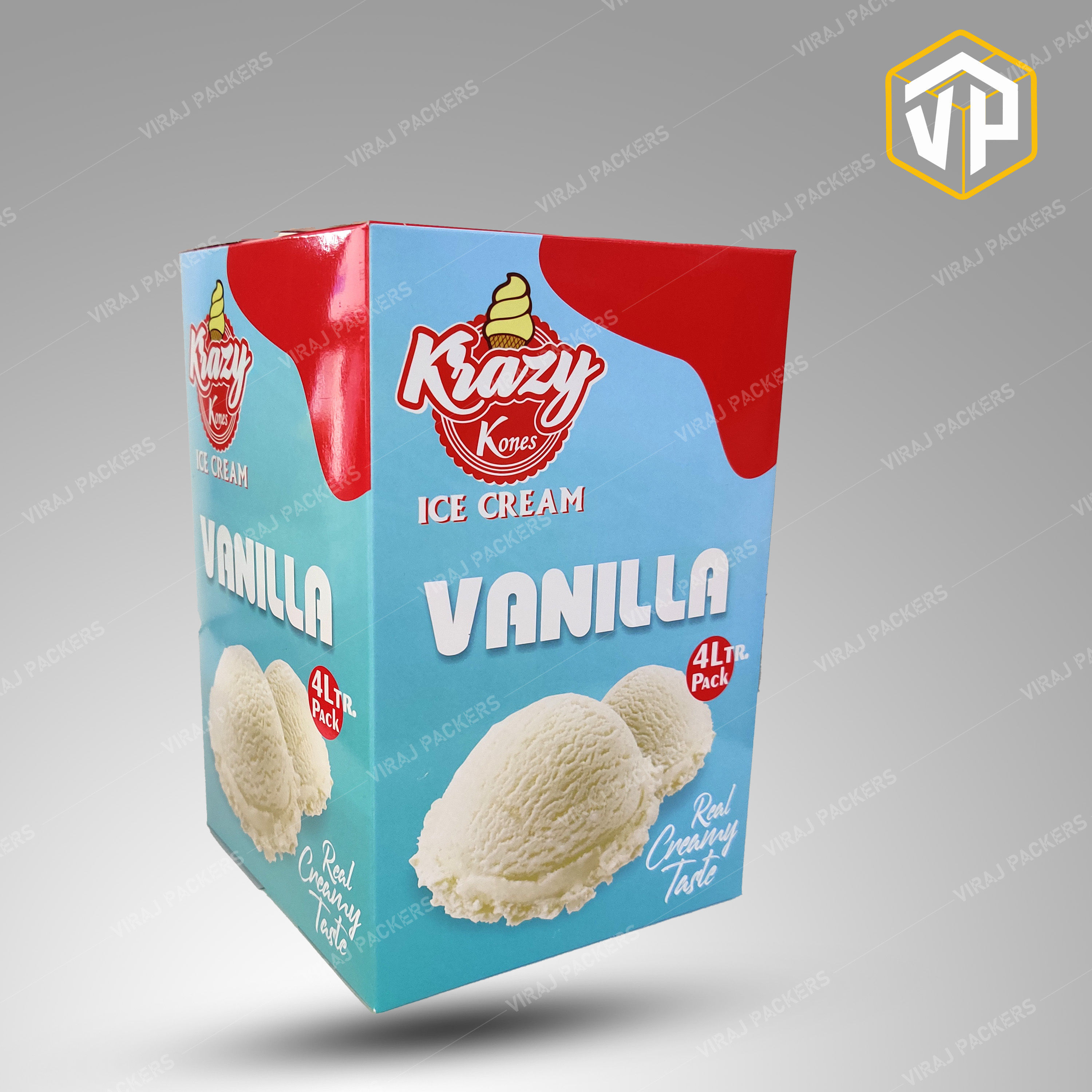 Premium Printed Ice Cream Packaging Box 4 ltr