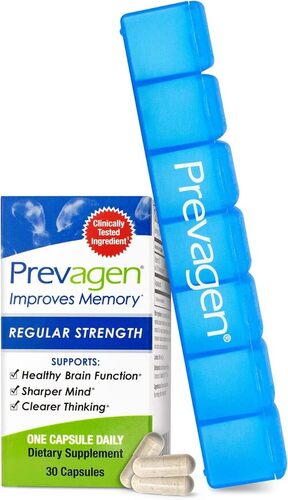 Prevagen Improves Memory - Regular Strength 10mg, 30 Capsules with Apoaequorin & Vitamin D & Prevagen 7-Day Pill Minder  Brain Supplement for Better Brain Health, Supports Healthy Brain Function