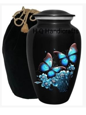 Butterfly Classic Cremation Urn - Color: Black