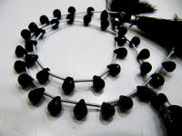 Natural Black Spinel Faceted Drop Shape 6x8mm Beads Strand 8 inches long