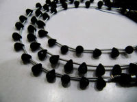 Natural Black Spinel Faceted Drop Shape 6x8mm Beads Strand 8 inches long