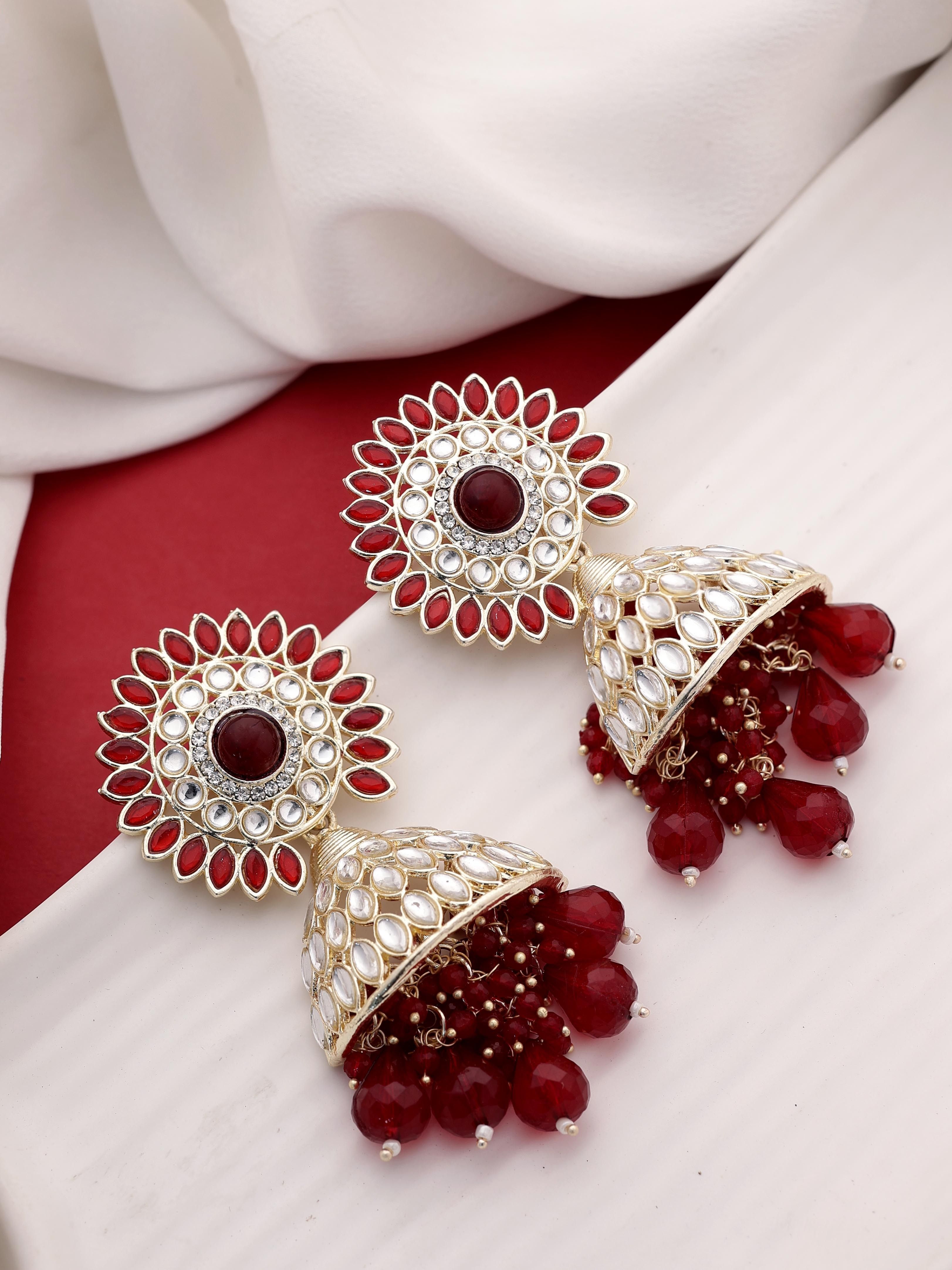 Floral Majesty Jhumki Earrings.