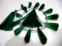 Natural Green Onyx Tear Drop Shape Plain 20 to 25mm long Beads Strand 8 Inch Long