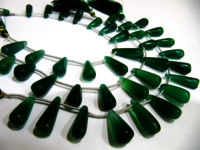 Natural Green Onyx Tear Drop Shape Plain 20 to 25mm long Beads Strand 8 Inch Long