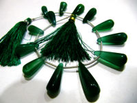 Natural Green Onyx Tear Drop Shape Plain 20 to 25mm long Beads Strand 8 Inch Long