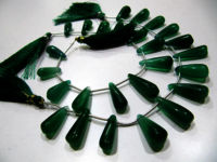 Natural Green Onyx Tear Drop Shape Plain 20 to 25mm long Beads Strand 8 Inch Long