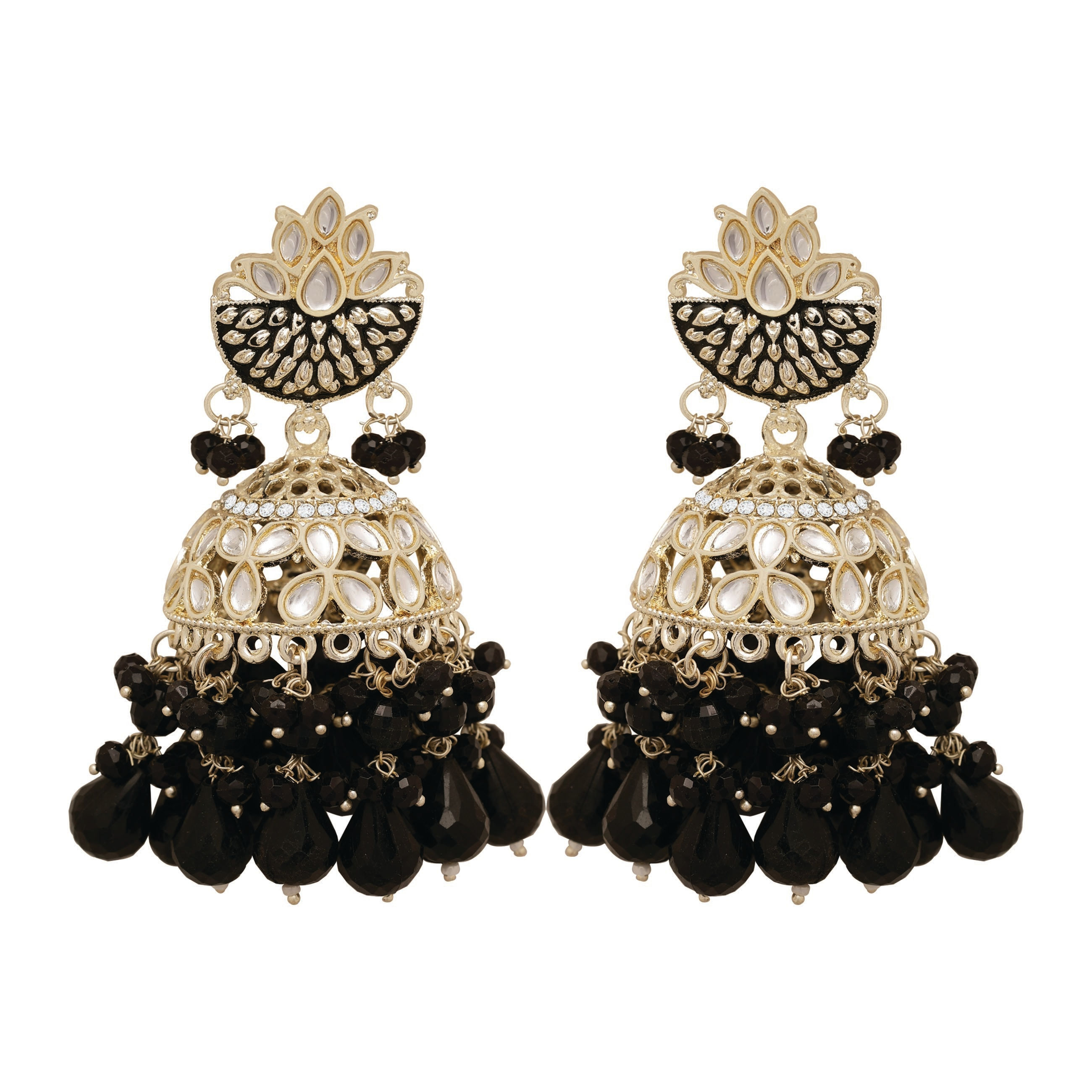 Meena Magic Kundan jhumki Earrings