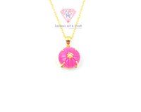 Hot Pink Chalcedony Gemstone Gold Plated Handmade Pendant