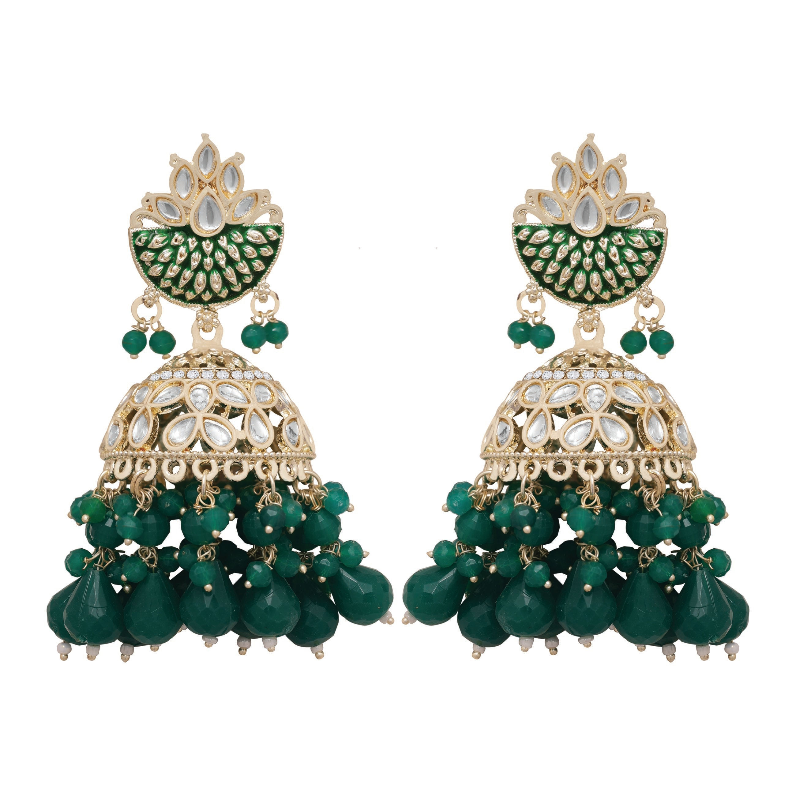 Meena Magic Kundan jhumki Earrings.