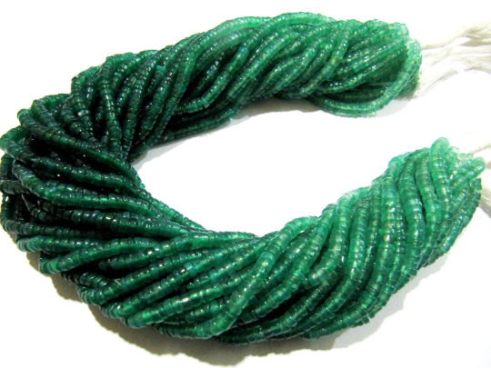 Natural Green Onyx Plain Tyre shape Rondelle 4mm Beads Strand 14''long