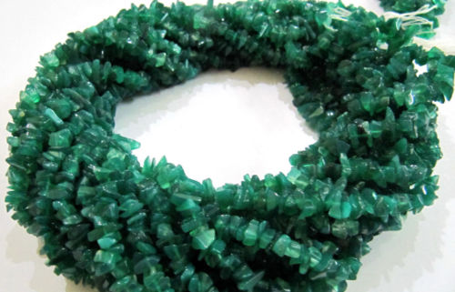 Natural Green Onyx Uncut Nugget 6mm To 9mm Beads Strand 35''Long