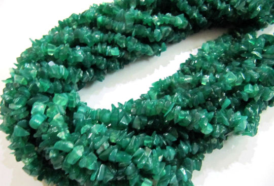 Natural Green Onyx Uncut Nugget 6mm To 9mm Beads Strand 35''Long