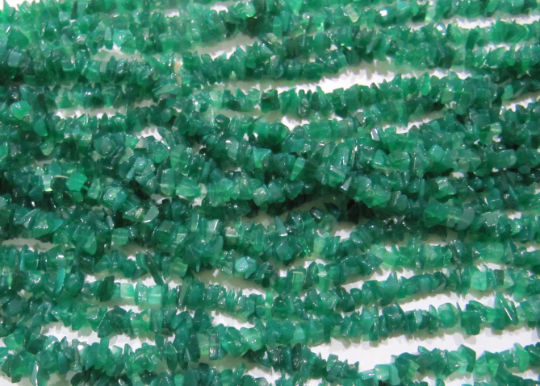 Natural Green Onyx Uncut Nugget 6mm To 9mm Beads Strand 35''Long