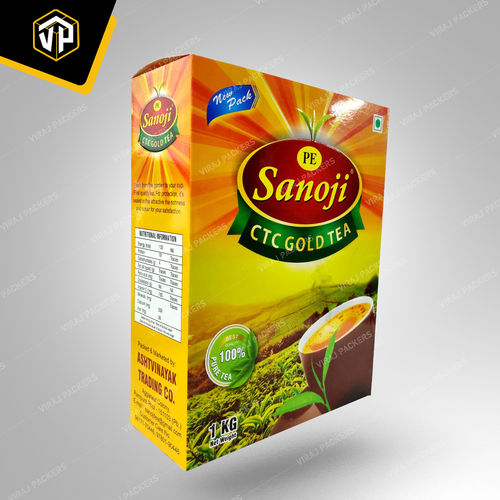 Tea Packaging Box with Glossy Lamination Finishing