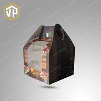 Handle Cake Box With Display View - Durable Food-grade Materials, Customizable Size & Design, Clear Window For Attractive Presentation And Easy Transport