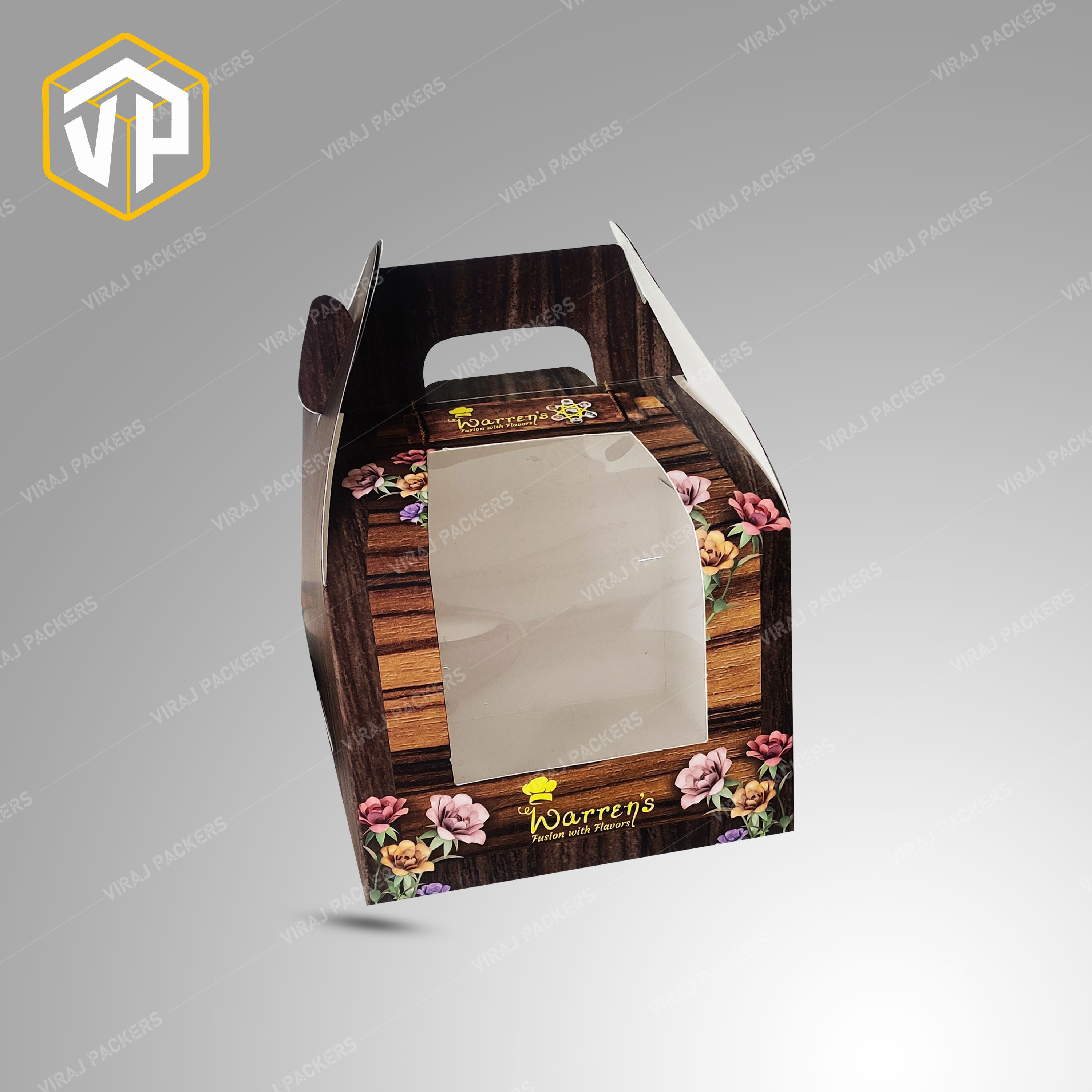 Handle Cake Box with Disply view