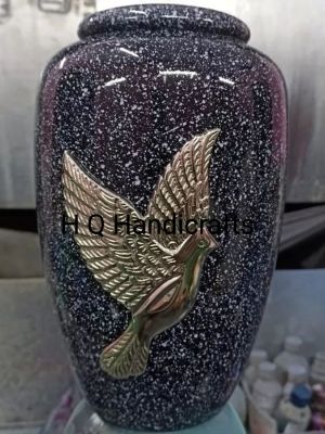 Aluminium Cremation Urn With Bird Statue - Finishing: Enamel