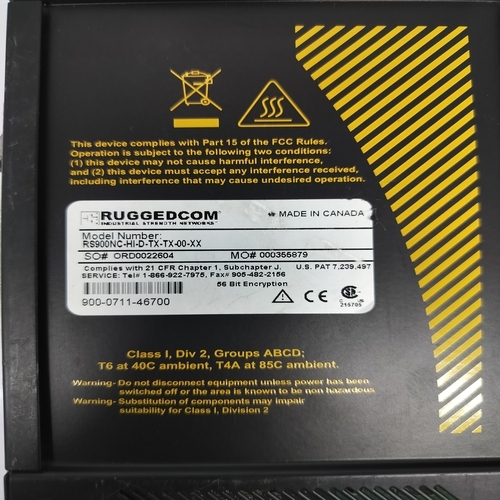 RUGGEDCOM RS900NC-HI-D-TX-TX-00-XX ETHERNET SWITCH