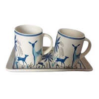 Ceramic Coffee Tray Mug Set - 250 Ml , Modern Design, Polished Finish, Suitable For Hot & Cold Beverages