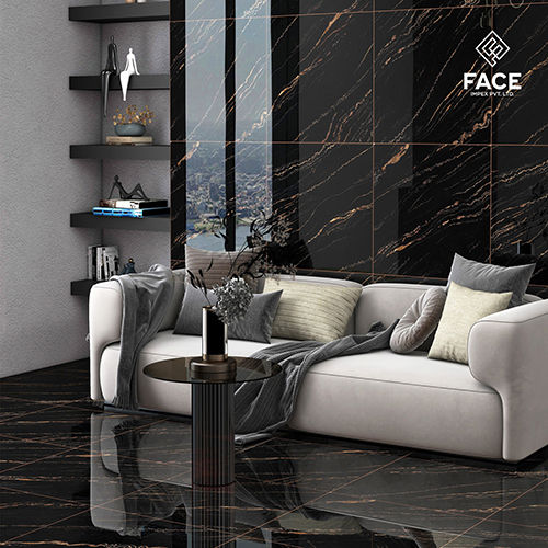 Glazed Porcelain Floor Tiles - Color: Black