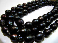 Natural Black Pearl Baroque Shape / Nugget Shape 15 to 20mm Strand 15-16''long