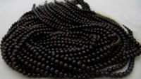 Natural Black Pearl 4mm Round Shape Beads Strand 15 -16 inches Long